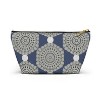 Lace Hexagon Accessory Pouch w T-bottom in Navy